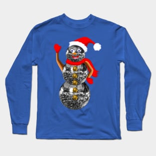 Disco Ball Christmas Snowman Long Sleeve T-Shirt
